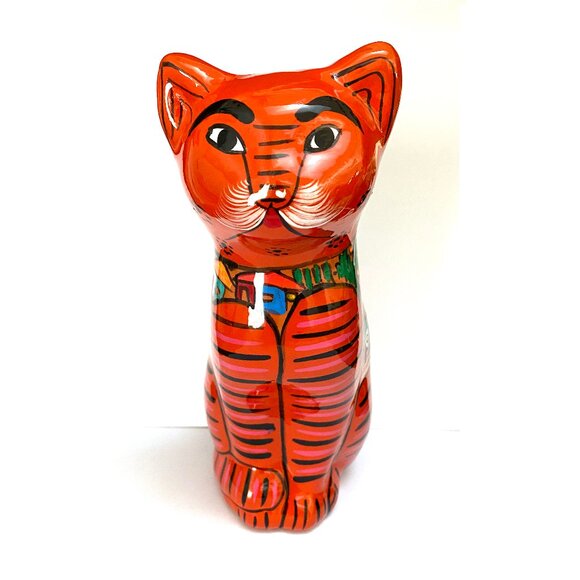 Mexican Hand Painted Folk Art Cat - Picture 7 of 8